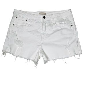 BP Nordstrom Women Distressed Denim Shorts White Raw Hem Size 13 (EUC)